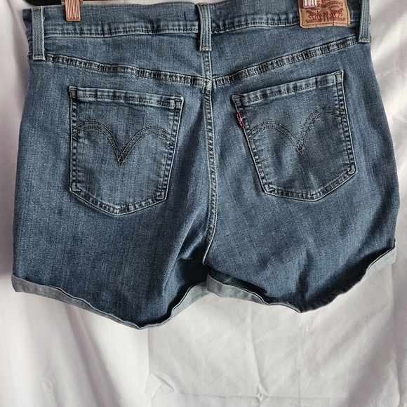 Levi's Blue Distressed Jean Shorts - Picture 2 of 2